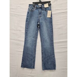 Universal Thread High Rise Kick Flare Jeans Womens 2 Medium Wash Raw Hem